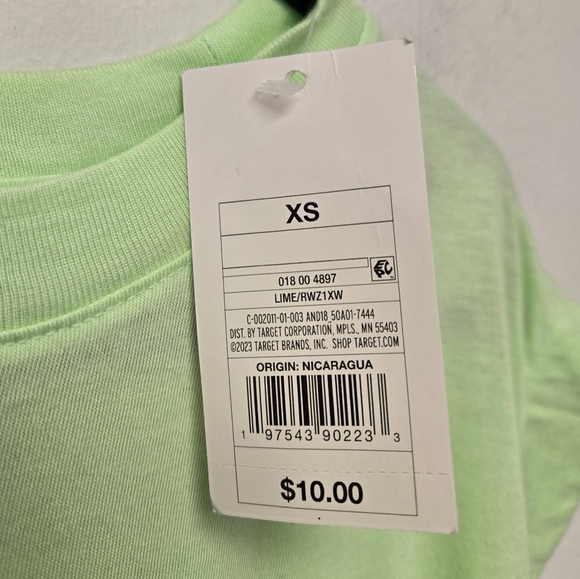 A New Day Extended Shoulder Short Sleeve T-Shirt Lime Green XS - Picture 8 of 9